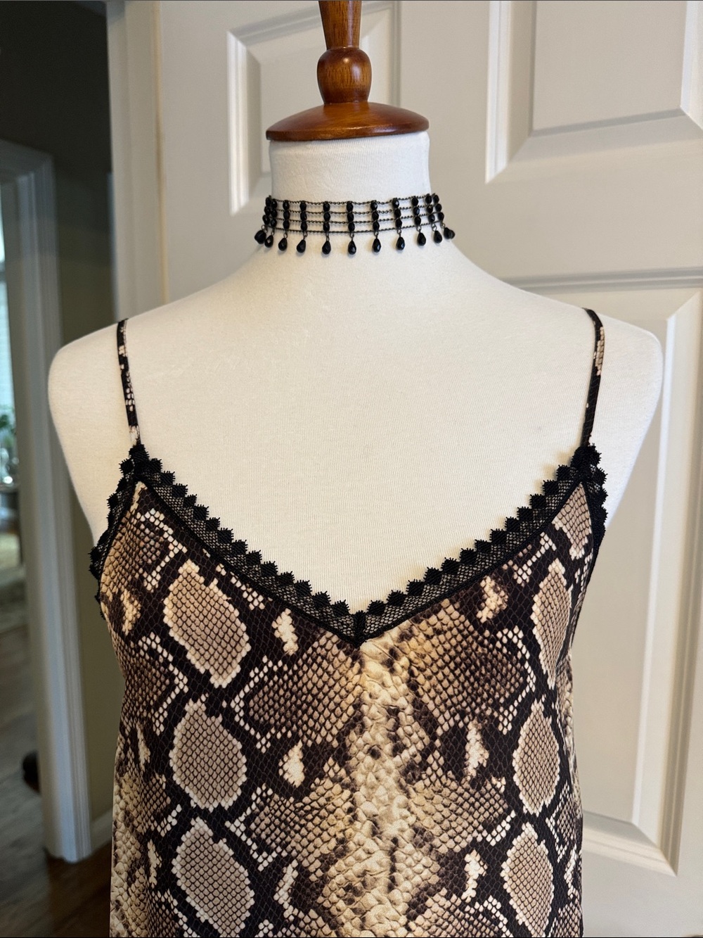 Robert Rose Black Beaded Fringe Choker Necklace - stunning on